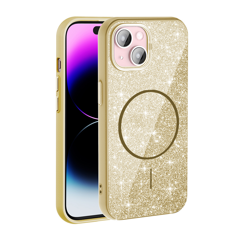 iPhone 15 Kılıf M-safe Şarj Özellikli Parlayan Simli Zore Okso Kapak - 1 iPhone 15 Kılıf M-safe Şarj Özellikli Parlayan Simli Zore Okso Kapak - 1