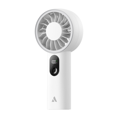 Aecooly PE01 Dijital LED Göstergeli 5 Kademeli Portatif Soğutucu El Fanı Beyaz