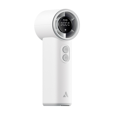 Aecooly PM02 Portable Handheld Cooling Fan with Digital LED Display, Mist Chill Function, and 5 Speed ​​Settings White