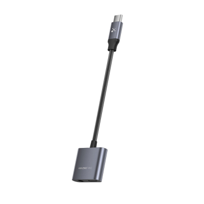 Amazingthing Thunder Pro 2-in-1 Type-C to 3.5mm Hi-Fi Aux Converter Audio Adapter Grey