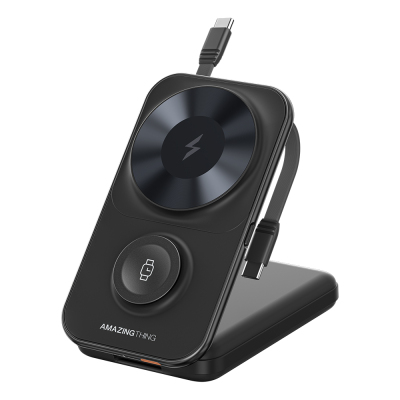 Amazingthing Thunder Pro Mag 6in1 PD22.5W Foldable Stand Wireless Power Bank 8000mAh Black