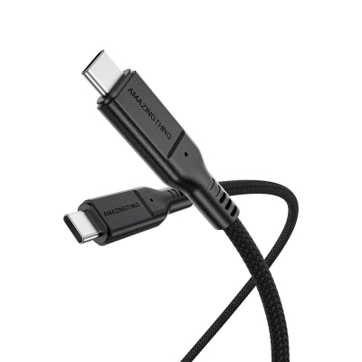 Amazingthing Thunder Pro USB3.2 Gen2 PD3.1 Port Shielded Type-C to Type-C Cable 120cm 240W 4K@60Hz Black