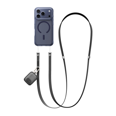 Amazingthing Titan Serisi Ayarlanabilir Manyetik Tasarımlı Telefon ve AirPods Boyun Askı İpi Siyah
