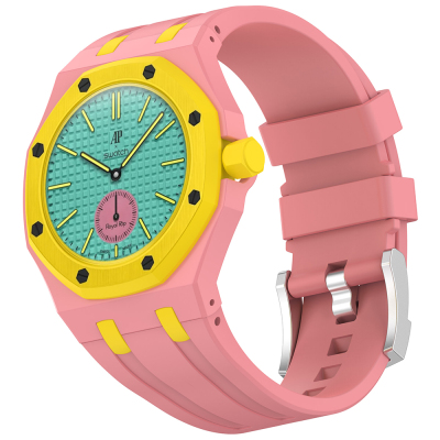 AP-Swatch Royal Pop 12 Zore KRD-158 Silicone Band Pembe-Sarı