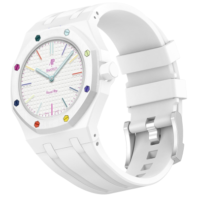 AP-Swatch Royal Pop 12 Zore KRD-158 Silicone Band White