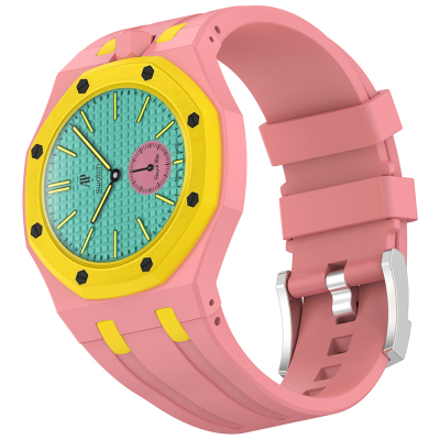 AP-Swatch Royal Pop 12 Zore KRD-158 Silicone Band Pembe-Sarı