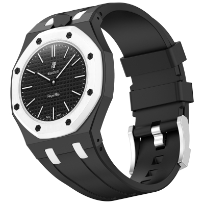 AP-Swatch Royal Pop 12 Zore KRD-158 Silicone Band Siyah-Beyaz