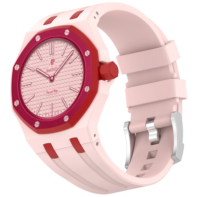 AP-Swatch Royal Pop 12 Zore KRD-158 Silikon Kordon Pembe-Kırmızı