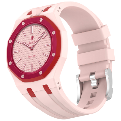AP-Swatch Royal Pop 12 Zore KRD-158 Silikon Kordon Pembe-Kırmızı