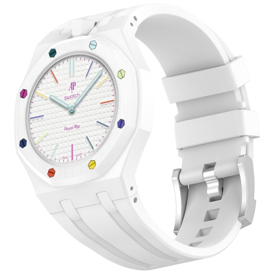 AP-Swatch Royal Pop 12 Zore KRD-158 Silikon Kordon Beyaz
