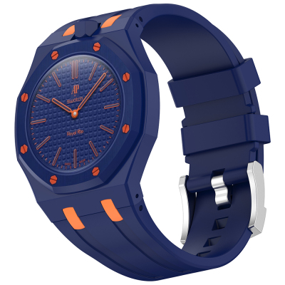 AP-Swatch Royal Pop 12 Zore KRD-158 Silikon Kordon Lacivert-Turuncu