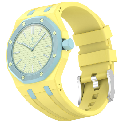 AP-Swatch Royal Pop 3 Zore KRD-158 Silicone Band Sarı-Mavi