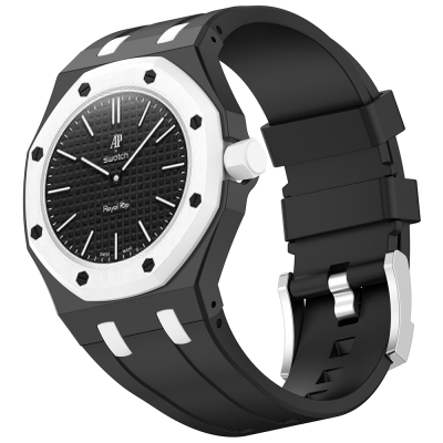 AP-Swatch Royal Pop 3 Zore KRD-158 Silikon Kordon Siyah-Beyaz