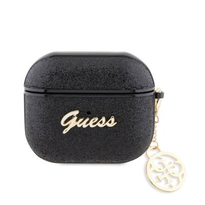 Apple Airpods 3. Nesil Kılıf GUESS Glitter 4G Charm Kapak Siyah