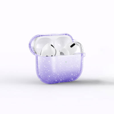 Apple Airpods 3. Nesil Zore Allstar Airbag 32 Parlayan Simli Saydam Renkli Kılıf Mor