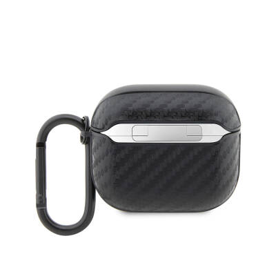 Apple Airpods 3rd Generation Case BMW Original Licensed PU Carbon Fiber Design Double Metal Logo Cover Black