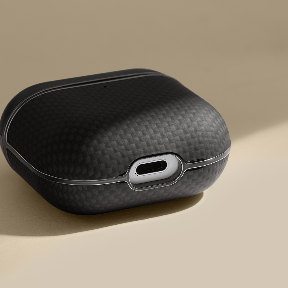Apple Airpods 4 Case 1500D Aramid Fiber Pitaka Ultra-Slim Classic Series Black-Grey Twill Cover - 11