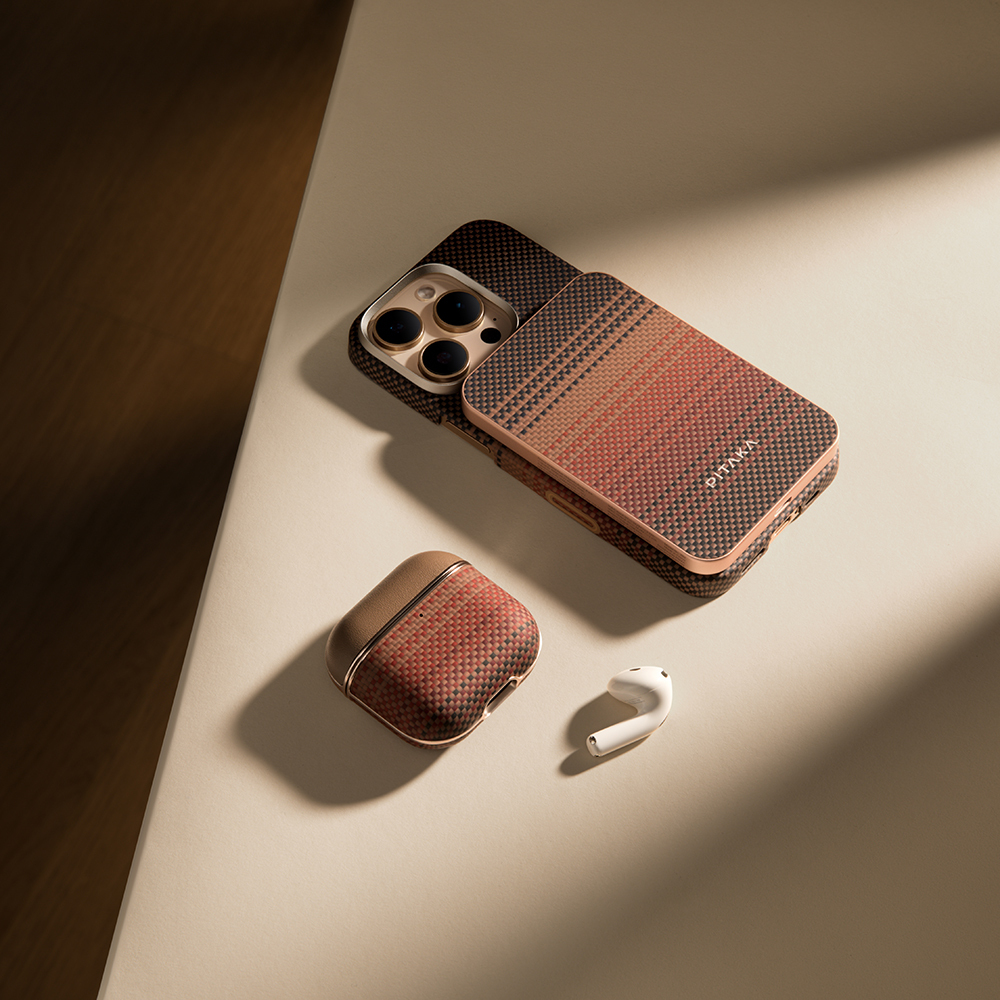 Apple Airpods 4 Case Aramid Fiber Pitaka Tactile Woven Sunset-Moonrise Series Sunset Cover - 28