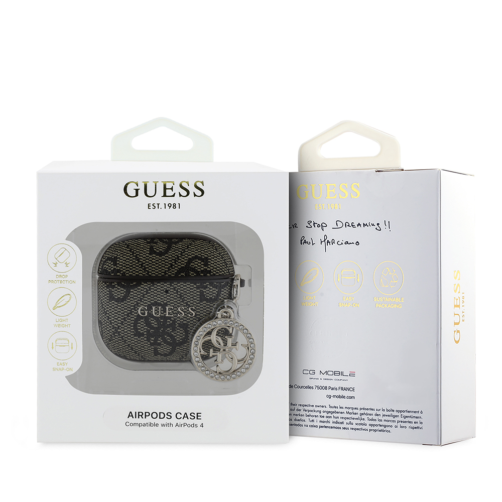 Apple Airpods 4 Case Guess Original Licensed 4G Patterned Stone 4G Ornamental Chain Cover - 8