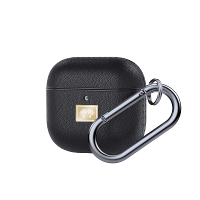 Apple Airpods 4 Case Leather Look Wlons Case with Hanger Black