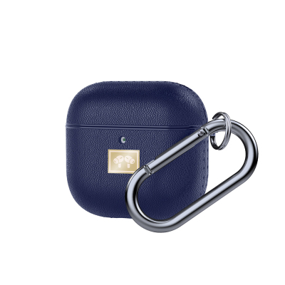 Apple Airpods 4 Case Leather Look Wlons Case with Hanger Navy blue