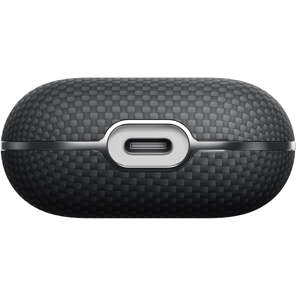 Apple Airpods 4 Kılıf 1500D Aramid Fiber Pitaka Ultra-Slim Classic Serisi Black-Grey Twill Kapak - 6