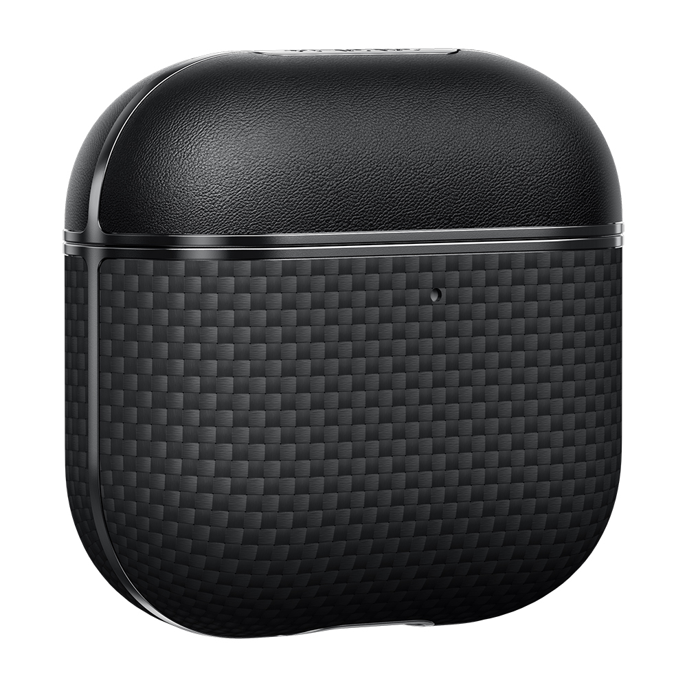 Apple Airpods 4 Kılıf 1500D Aramid Fiber Pitaka Ultra-Slim Classic Serisi Black-Grey Twill Kapak - 9