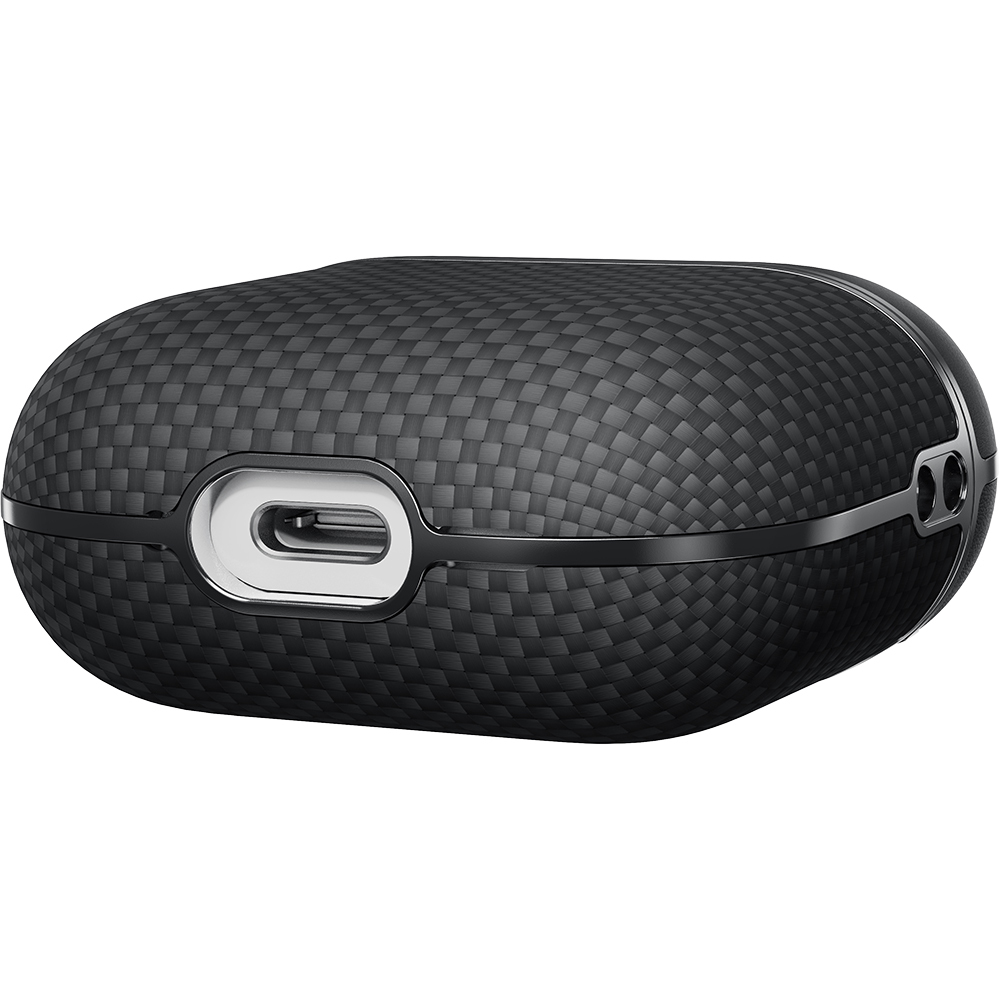 Apple Airpods 4 Kılıf 1500D Aramid Fiber Pitaka Ultra-Slim Classic Serisi Black-Grey Twill Kapak - 10