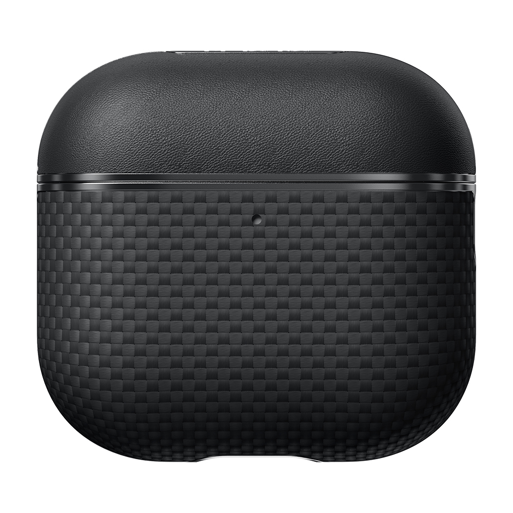 Apple Airpods 4 Kılıf 1500D Aramid Fiber Pitaka Ultra-Slim Classic Serisi Black-Grey Twill Kapak - 2