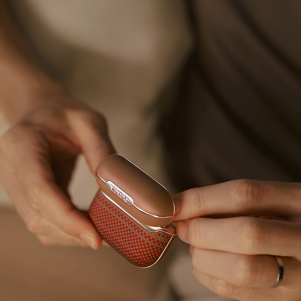 Apple Airpods 4 Kılıf Aramid Fiber Pitaka Tactile Woven Sunset-Moonrise Serisi Sunset Kapak - 25