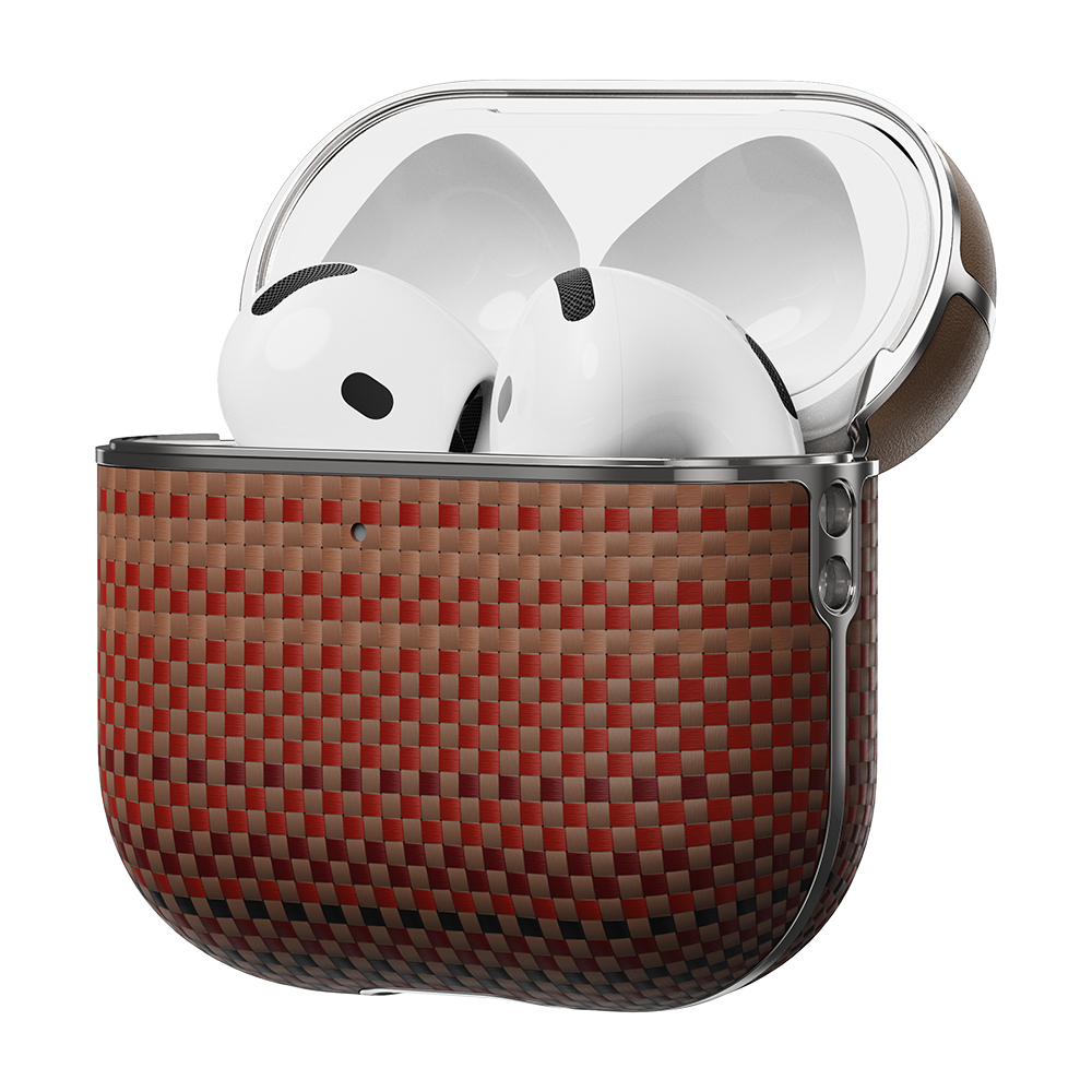 Apple Airpods 4 Kılıf Aramid Fiber Pitaka Tactile Woven Sunset-Moonrise Serisi Sunset Kapak - 4