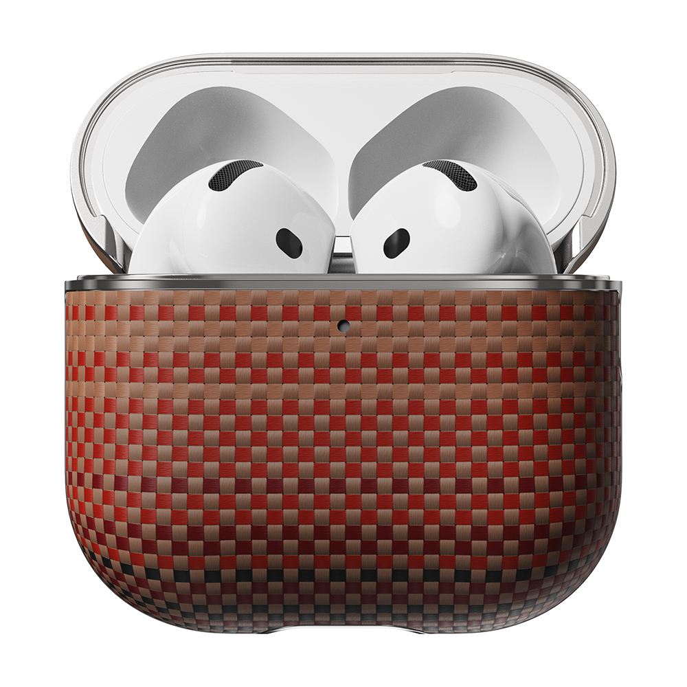 Apple Airpods 4 Kılıf Aramid Fiber Pitaka Tactile Woven Sunset-Moonrise Serisi Sunset Kapak - 9