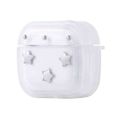 Apple Airpods 4 Zore Airbag 44 Airbag Tasarımlı Simli Şeffaf Kutup Kılıf Yıldız