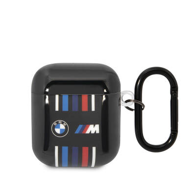 Apple Airpods Case BMW Original Licensed Multi-Colored Striped Double IMD Printing Logo Cover Black