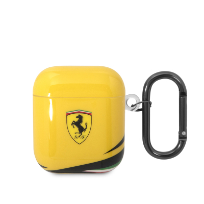 Apple Airpods Case Ferrari Original Licensed IML Printed Classic Logo TPU Case Yellow