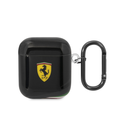 Apple Airpods Case Ferrari Original Licensed IML Printed Classic Logo TPU Case Black
