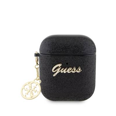 Apple Airpods Case GUESS Glitter 4G Charm Cover Black