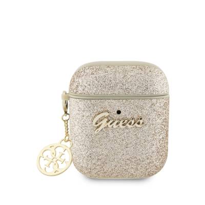 Apple Airpods Case GUESS Glitter 4G Charm Cover Gold