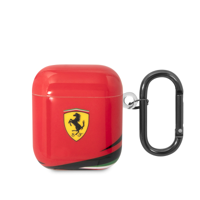 Apple Airpods Kılıf Ferrari Orjinal Lisanslı IML Baskılı Klasik Logolu TPU Kılıf Kırmızı