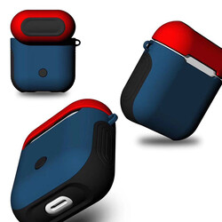 Apple Airpods Kılıf Zore Shockproof Silikon Mavi-Kırmızı