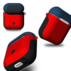 Apple Airpods Kılıf Zore Shockproof Silikon Kırmızı-Mavi