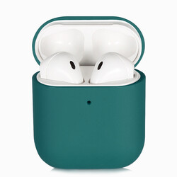 Apple Airpods Kılıf Zore Silk Silikon Koyu Yeşil
