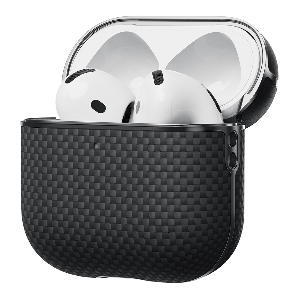 Apple Airpods Pro 2 Case 1500D Aramid Fiber Pitaka Ultra-Slim Classic Series Black-Grey Twill Cover - 3