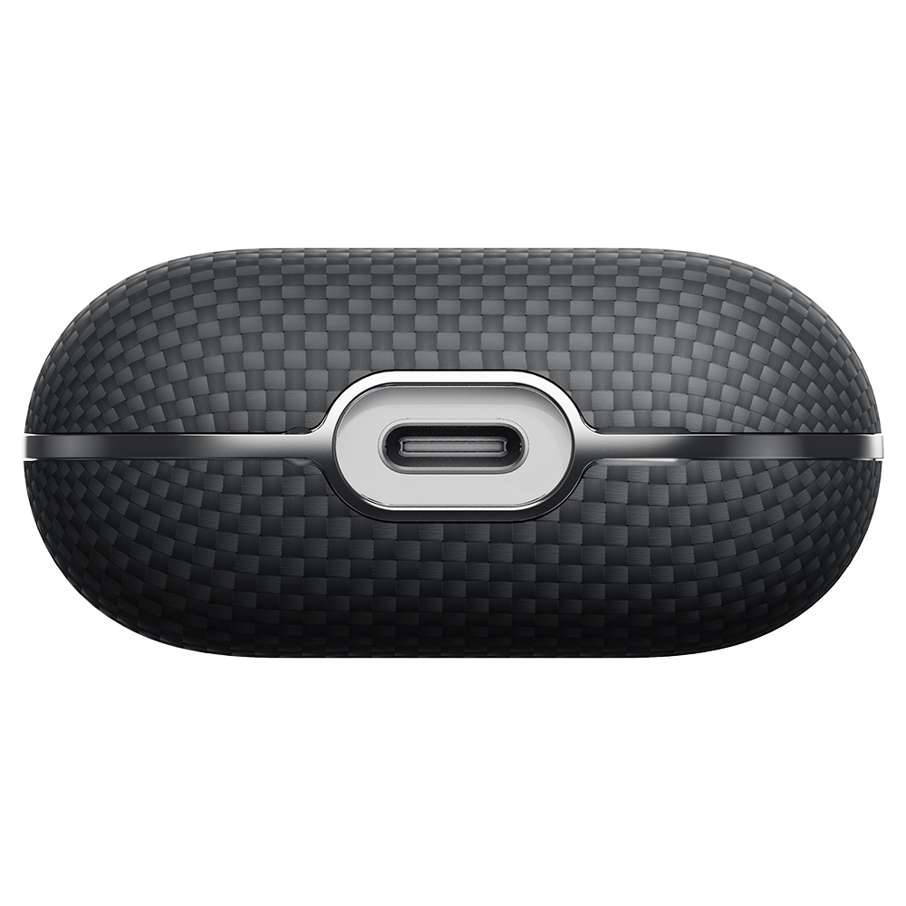 Apple Airpods Pro 2 Kılıf 1500D Aramid Fiber Pitaka Ultra-Slim Classic Serisi Black-Grey Twill Kapak - 9