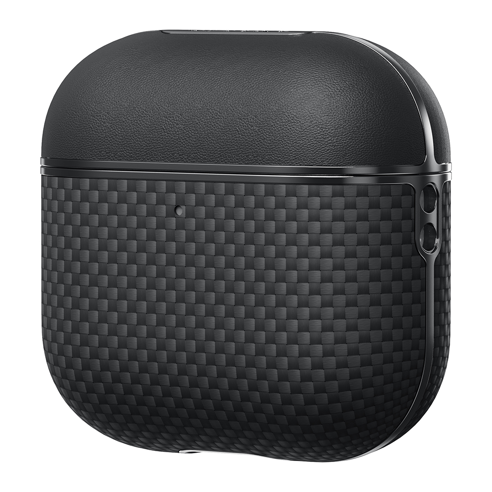 Apple Airpods Pro 2 Kılıf 1500D Aramid Fiber Pitaka Ultra-Slim Classic Serisi Black-Grey Twill Kapak - 2