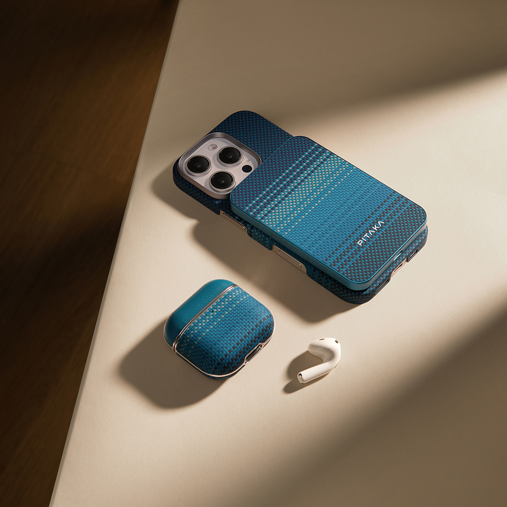Apple Airpods Pro 2 Kılıf Aramid Fiber Pitaka Tactile Woven Sunset-Moonrise Serisi Kapak - 27
