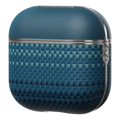 Apple Airpods Pro 2 Kılıf Aramid Fiber Pitaka Tactile Woven Sunset-Moonrise Serisi Sunset Kapak Mavi