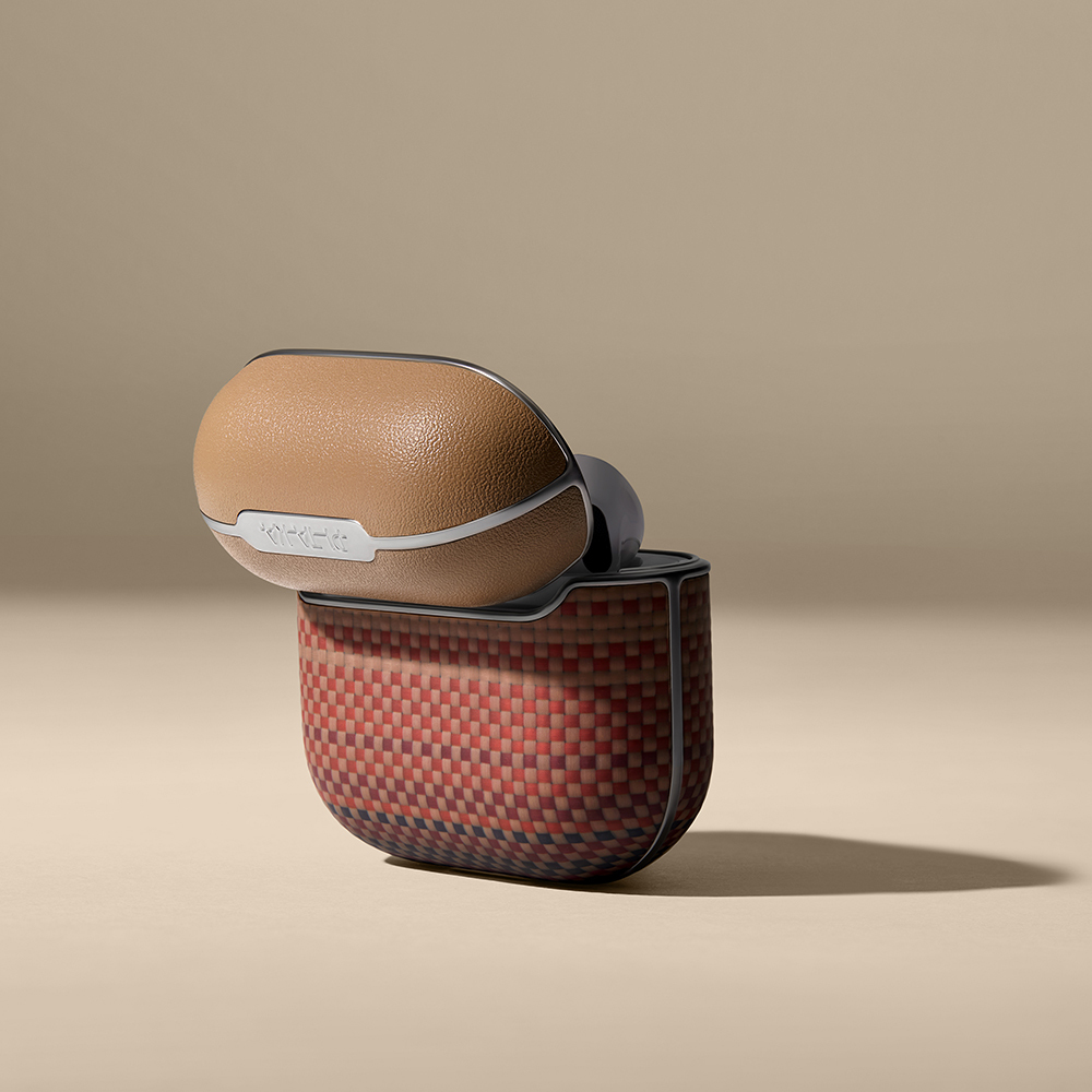 Apple Airpods Pro 2 Kılıf Aramid Fiber Pitaka Tactile Woven Sunset-Moonrise Serisi Sunset Kapak - 24