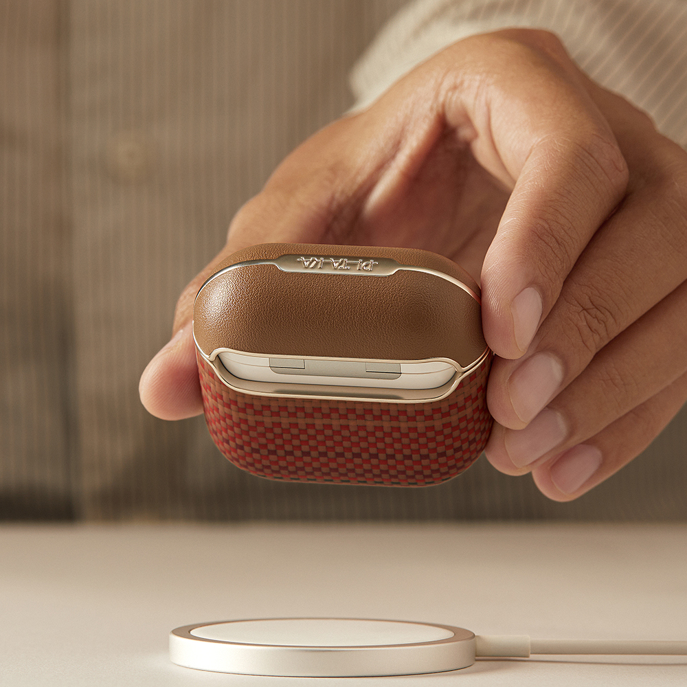 Apple Airpods Pro 2 Kılıf Aramid Fiber Pitaka Tactile Woven Sunset-Moonrise Serisi Sunset Kapak - 29