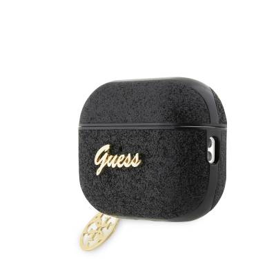 Apple Airpods Pro 2 Kılıf GUESS Glitter 4G Charm Kapak Siyah